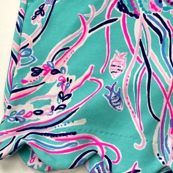 Lilly Pulitzer Buttercup Knit Shorts Women 0 EUC‎ Stretched Pockets Scalloped - Picture 7 of 13